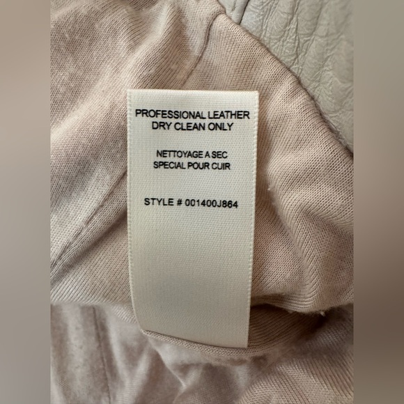 Rebecca Taylor ivory puff sleeve leather biker jacket size XL - Picture 5 of 15